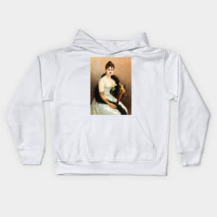 Society Lady with Feather Boa by Gustav Wertheimer Kids Hoodie
